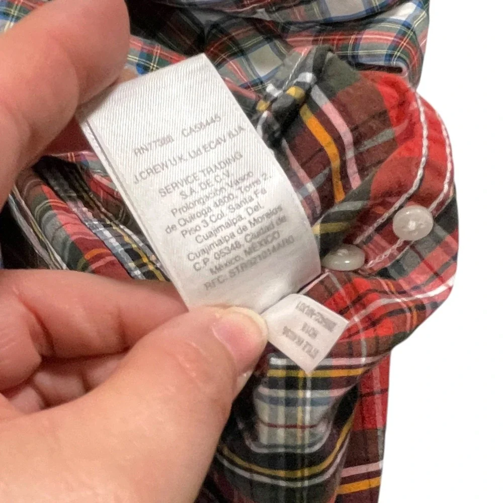 2pk J. Crew XL Red White Plaid Button Down Shirt Classic Fit Preppy Heritage